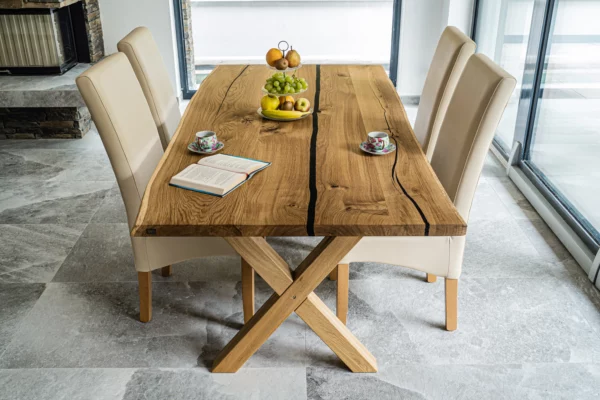 Jídelní stůl Magnus z epoxidové pryskyřice 1000x1600mm s podnozi drevo X