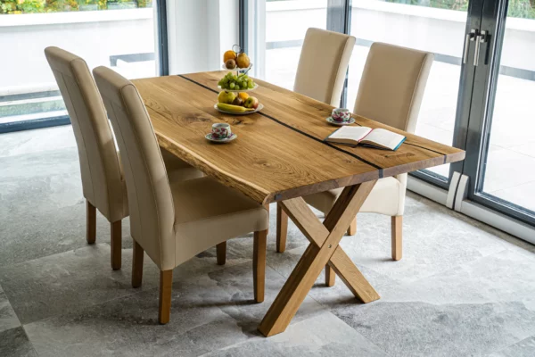 Jídelní stůl Magnus z epoxidové pryskyřice 900x1600mm s podnozi drevo X